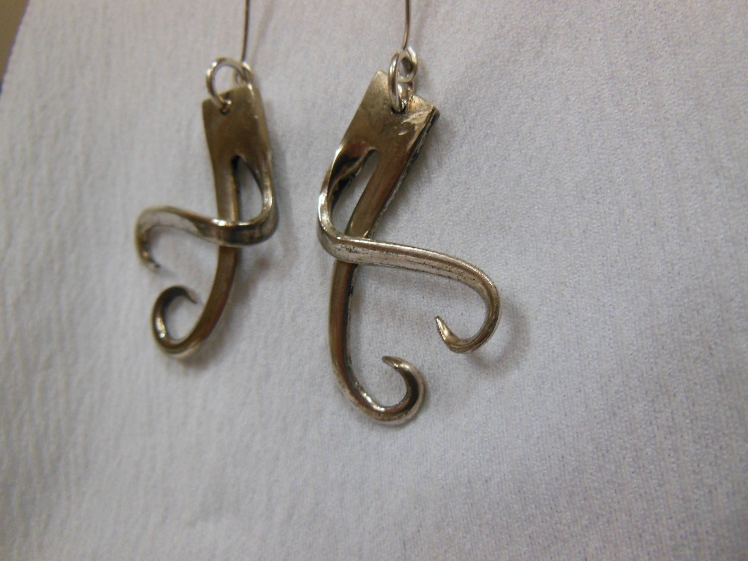Open Hearts  Antique Fork Earrings