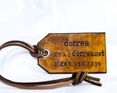 Customizable Hand Carved Leather Luggage Tag