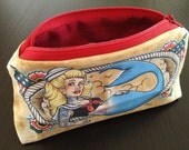 Mermaid Sailor Pinup Pouch - Cosmetic Makeup Pencil Bag