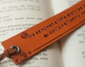 Leather bookmark -  'Tis as human a little story as paper could well carry - James Joyce quote Bookmark - Made to Order