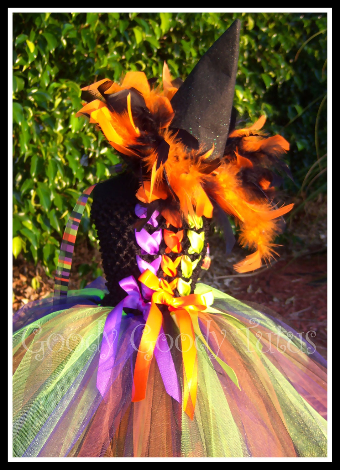 A LITTLE WITCHY Crocheted Tutu Dress with Feathered Witch Hat and Leg Warmers - Medium 2/3T
