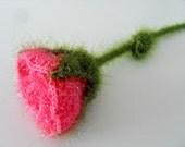Crochet Rose, Crochet Flower, Pink Rose, Home Decor, Green Leaves, Crochet Flowers,Floral Home