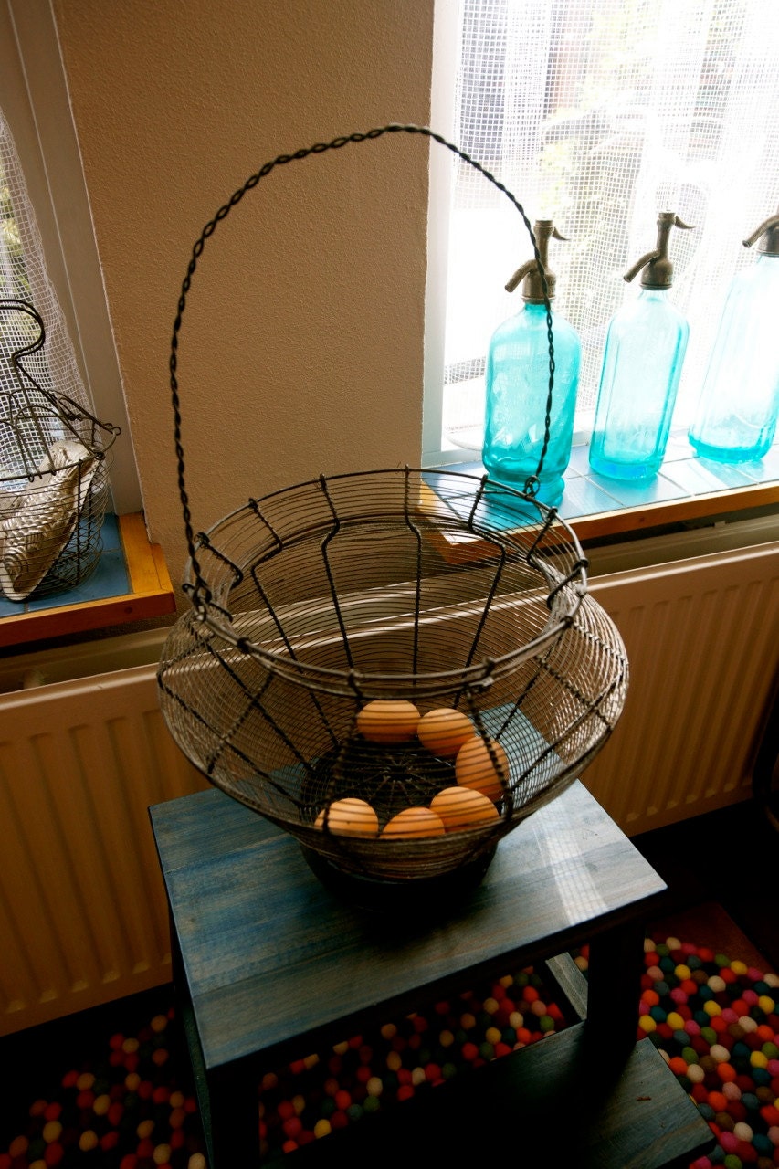 Vintage French wirework egg basket