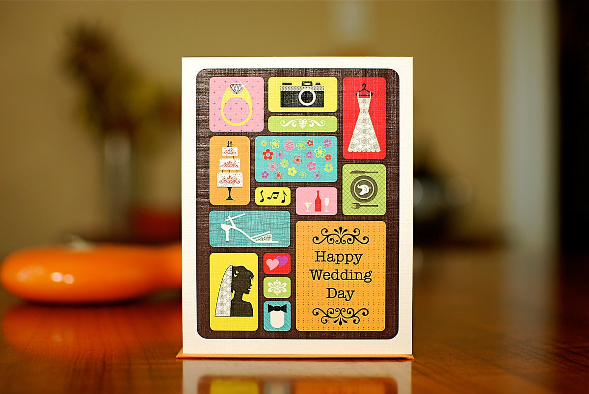Bento Box Colorful Wedding Card on 100% Recycled Paper