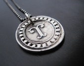 Fine Silver Wax Stamp Initial Seal Necklace