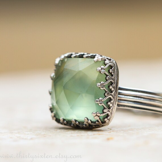 Prehnite and Sterling Silver Cocktail Ring