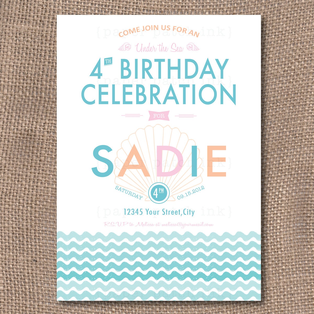 Under the Sea Birthday Invitation - Printable 5x7 - DIY Girl