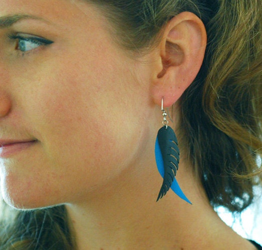 Feathers - Recycled Bike tube earrings