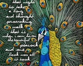 The Peacock / original illustration ART Print SIGNED / 8 x 10 / NEW