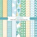 HOT AIR BALLOON Printable Paper Pack in Seafoam and Teal- Instant Dowload