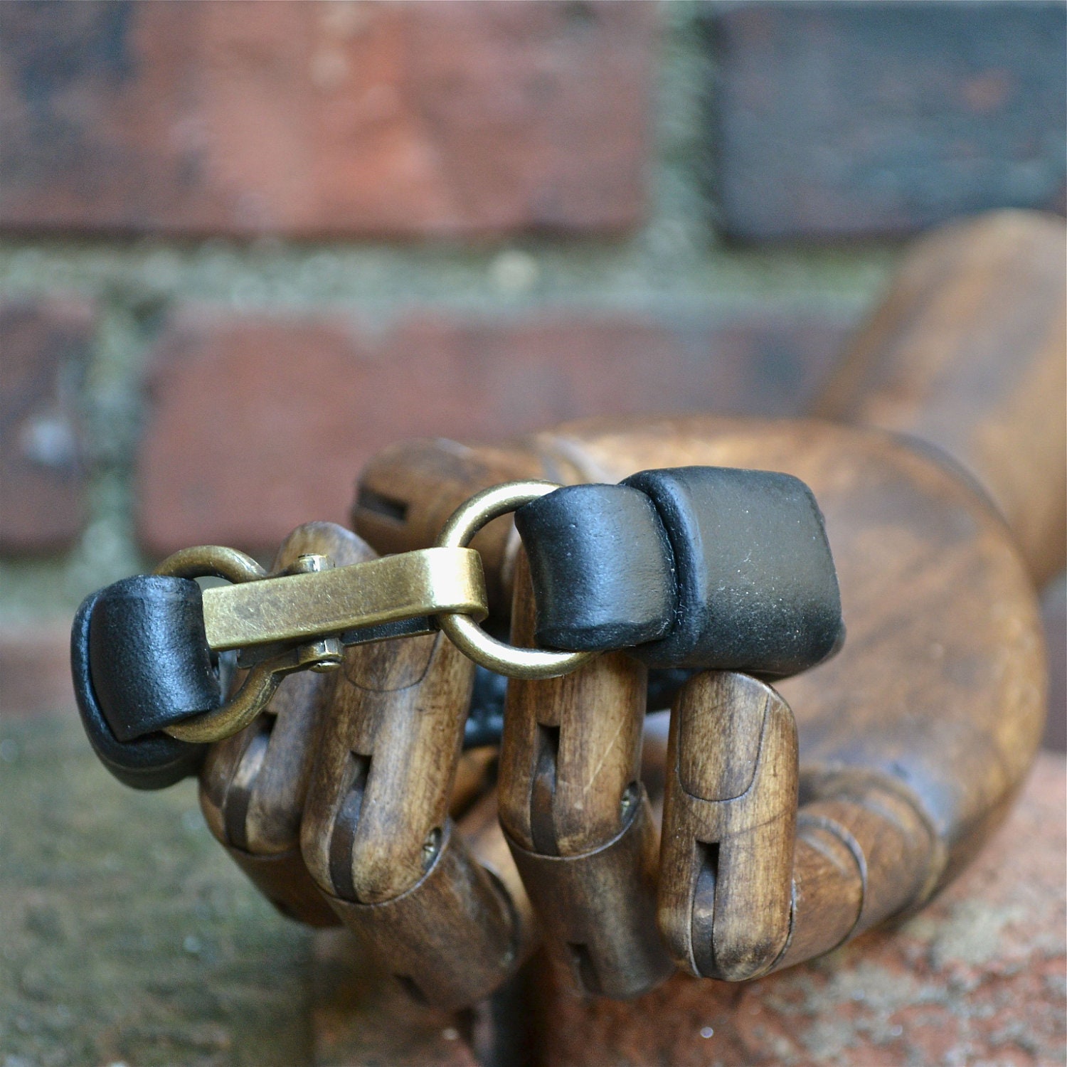 Mens Black Leather  Bracelet