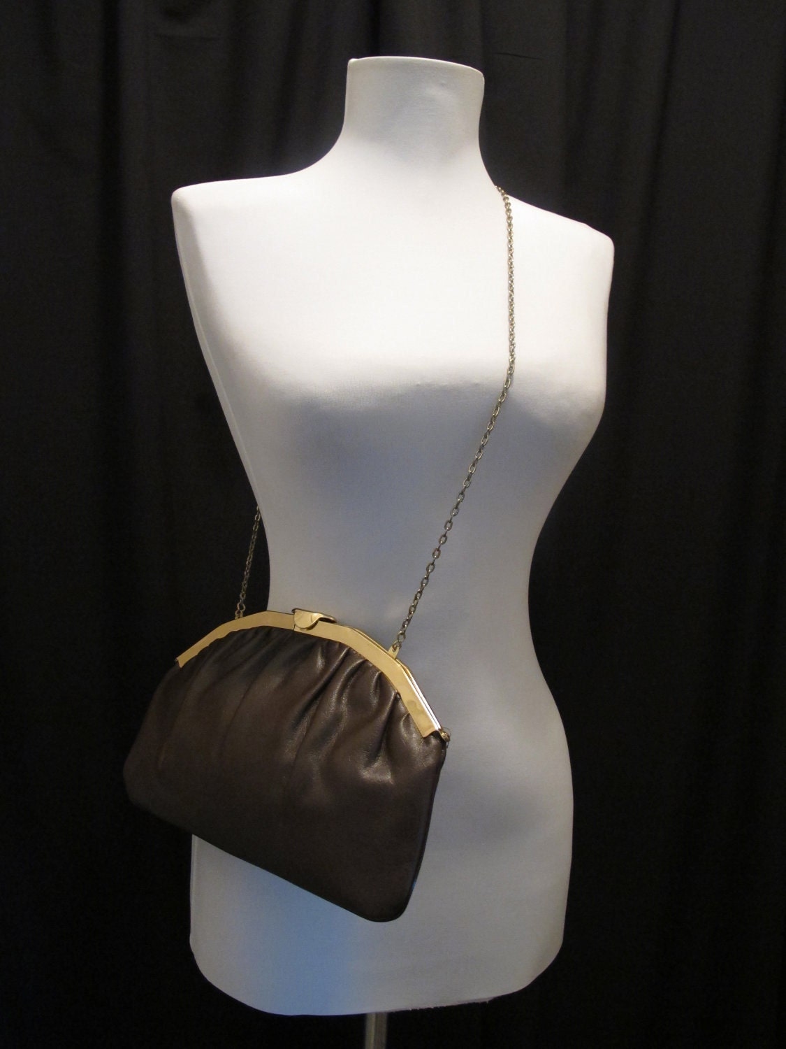 Vintage - Dark Roast Coffee brown - Convertible clutch / purse