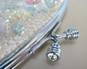 Dainty vintage  iridescent  beaded handbag with pastels