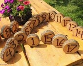 Rustic Wedding Log Table Numbers Ash Wood Bark Country Wedding Decor