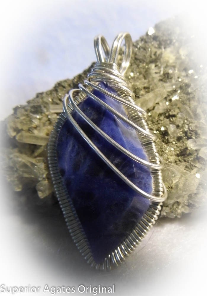 Sodalite Gem Stone Wire Wrapped Pendant
