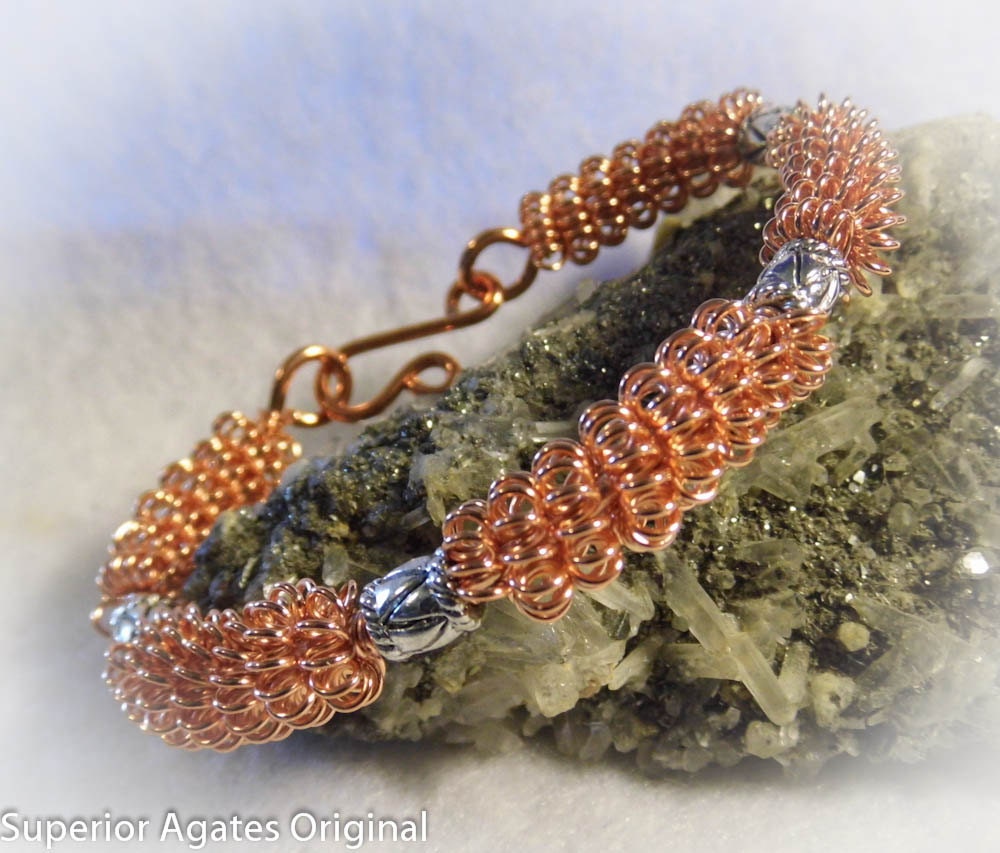 Copper Coiled Wire Bracelet Bangle Size 7 inches