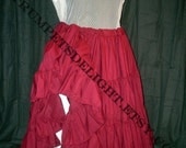 Long Burgundy Wine 25 Yard Hem Cotton Tier Gypsy Skirt petticoat steampunk Victorian ruffle