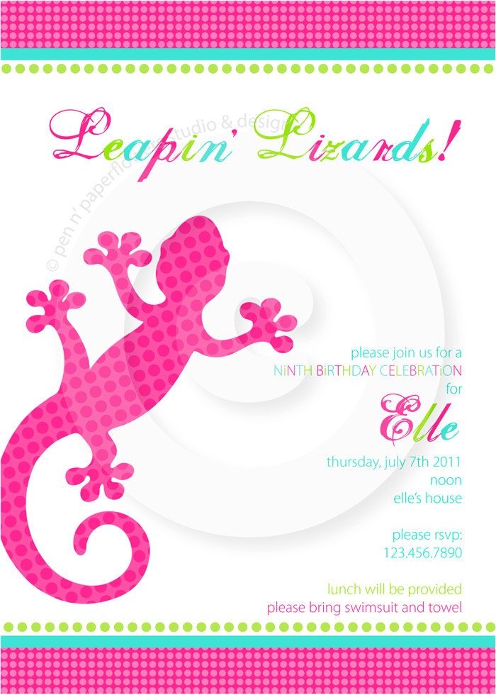 Gecko Collection - 5x7 Invitation - P.I.Y. (print-it-yourself) (NEON EDiTiON)