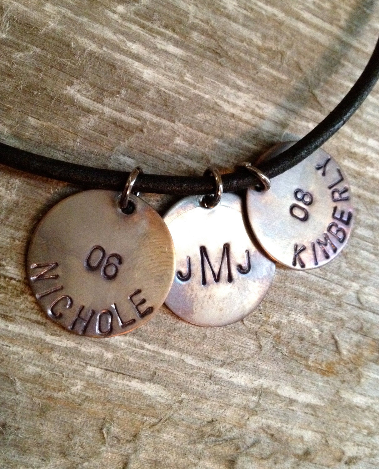 Guys Necklace- Mens Leather Necklace- Fathers Day Gift- Hand Stamped Jewelry- Rustic