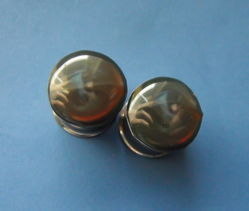 Marla Singer Fight Club picture plugs gauges embedded resin filled - Made to Order 4, 2, 0, 00, 7/16, 1/2