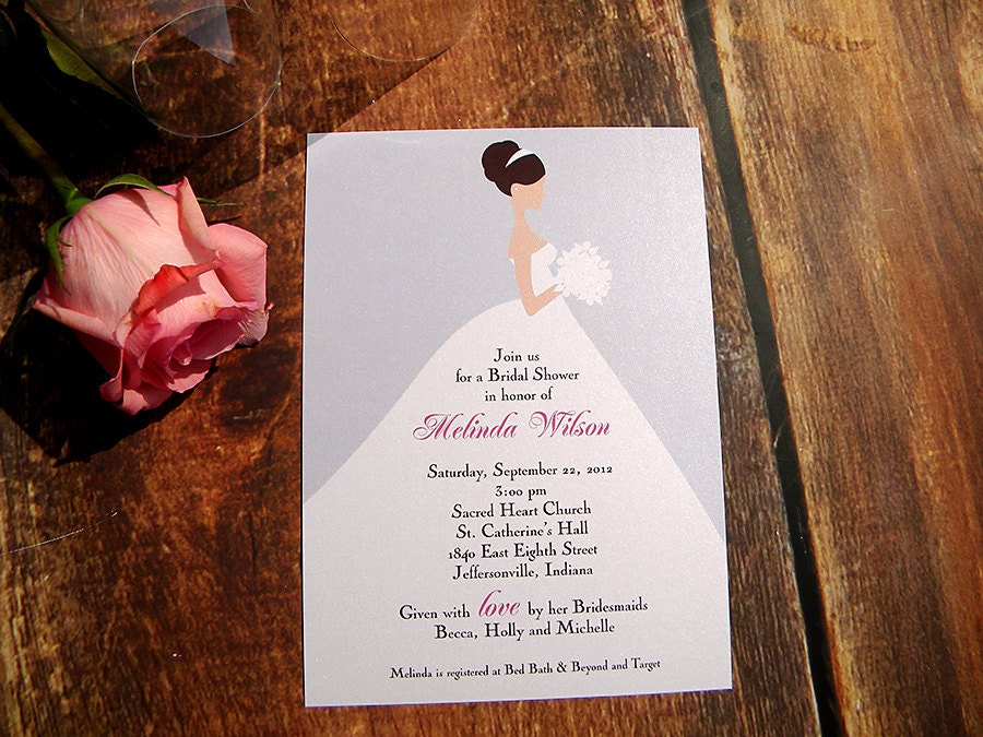Bride in Wedding Gown Shower or Party Invitation Deposit