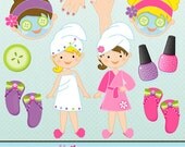 Girls Spa Party Cute Digital Clipart for Card Design, Scrapbooking, and Web Design Il_170x135