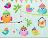 Holiday Birds Cute Christmas Digital Clipart for Invitations, Card Design, Scrapbooking, and Web Design Il_170x135