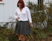 vintage pleated mini skirt/ schoolgirl  lolita grey black gray
