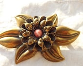 1900s Brass Flower Brooch