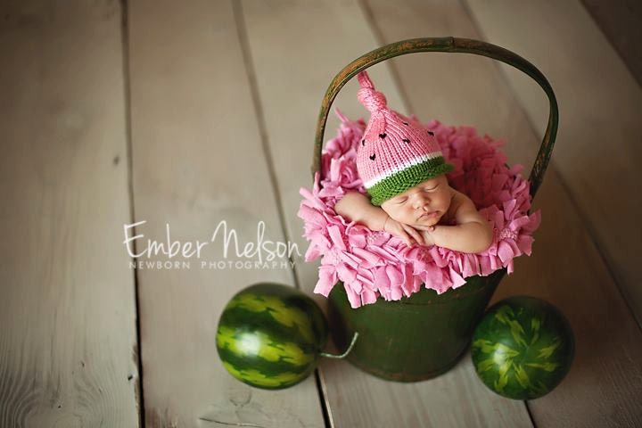 Knitted Infant Hat, Newborn Baby Watermelon Hat, Knit Photo Prop,Preppy Pink Green, Toddler, Children, Adult Sizes Avail
