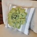Decorative Pillow Sage Dahlia on Gray and White Stripe Pillow -NEW COLOR-