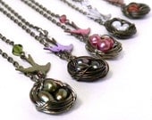 Bridesmaid Gifts - Set of 3 Birds Nest Necklace - Choose your colors