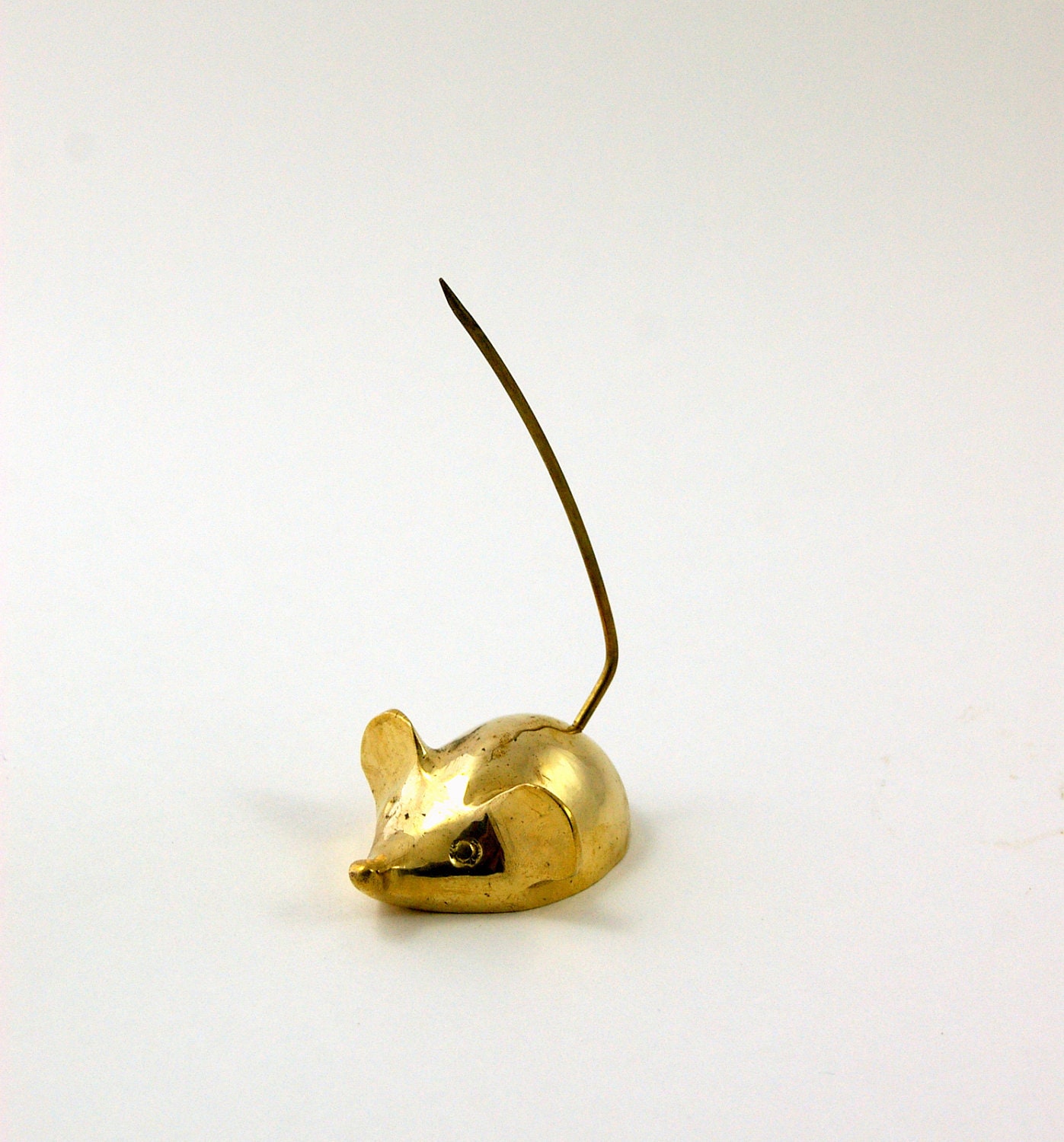 Reserved for Collette: Modernist Brass Mouse Paperweight and Receipt Holder