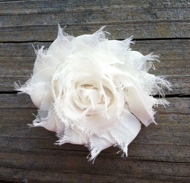 Ivory Shabby Chic Chiffon Flower Hair Clip - Toddler Hair Bows - Girls Hair Accessories.. Free Shipping Promo