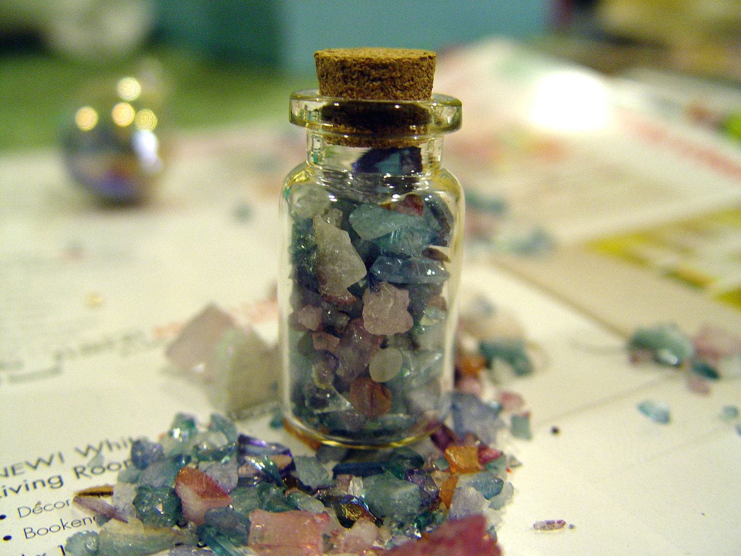Magic Fairy Dust Aura Quartz Crystals Captured in a Mini Glass Vial