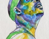 Boston Celtics Paul Pierce ORIGINAL Miniature Painting 6 x 4 inches by Catalina
