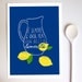 Italian Kitchen Art Print Lemonade 11"x15" - italy print summer blue lemon illustration - archival fine art giclée print