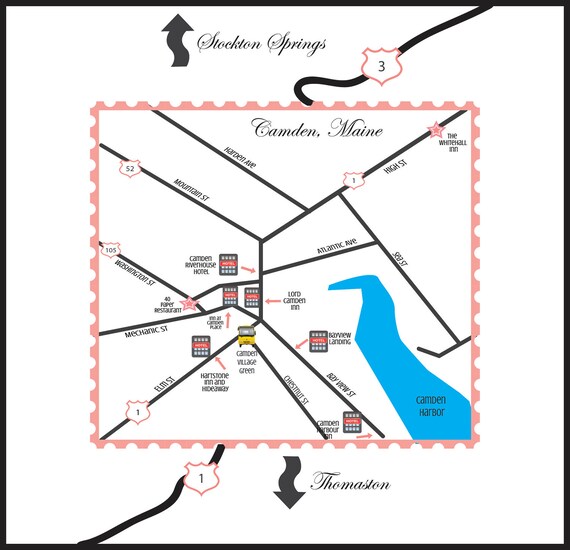 Custom Handdrawn Printable Wedding Map by SugarGirlDesign on Etsy
