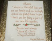 Personalized Wedding Hanky For Mother of the Bride Step Mother Family Friend In-Law Handkerchief By Canyon Embroidery