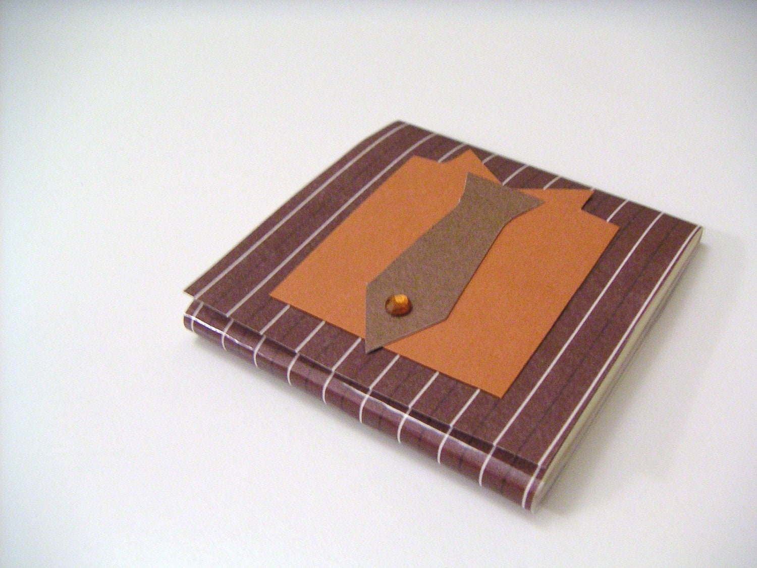 Brown Pin Striped Sticky Notes Pad with Burnt Orange Shirt and Brown Necktie - Just for Him Collection
