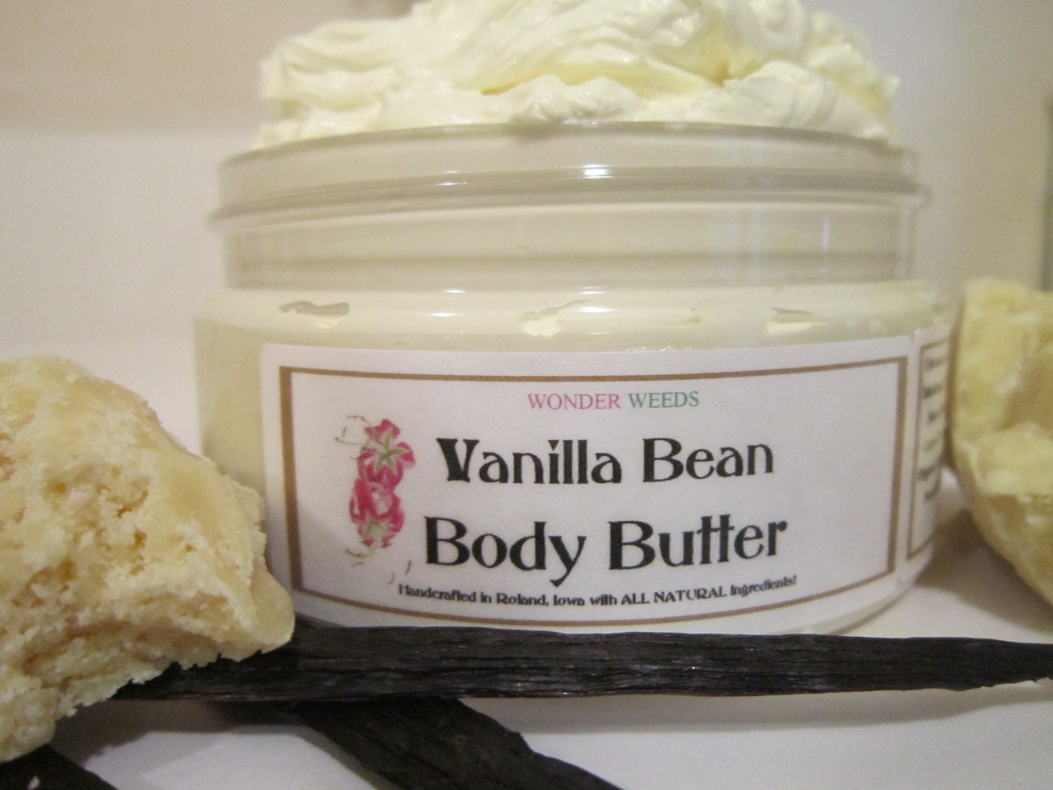 Organic Vanilla Bean Body Butter, jumbo 8oz size, Deeply Nourishing and Moisturizing, NATURALLY  Deliciously SCENTED