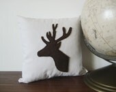 Decorative Pillow Deer Throw Cushion White Brown Silhouette Mens Home Decor