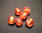 6 Vintage Orange Glass Round Faceted Beads DESTASH
