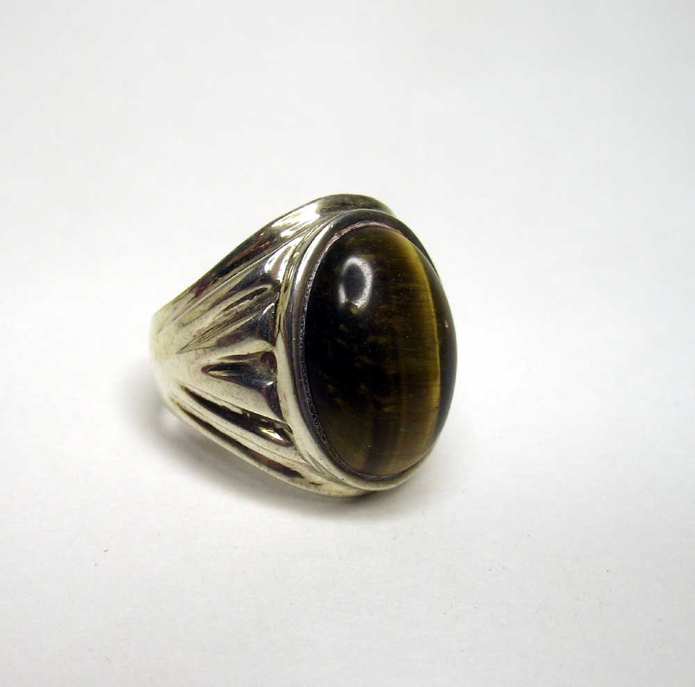 Silver Ring Tiger Eye Stone Vintag