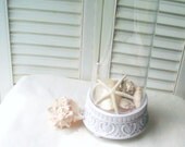 Glass Cloche White Base Shabby Chic Home Decor Candle Holder White French Farmhouse Wedding DIY Beach Cottage Wedding