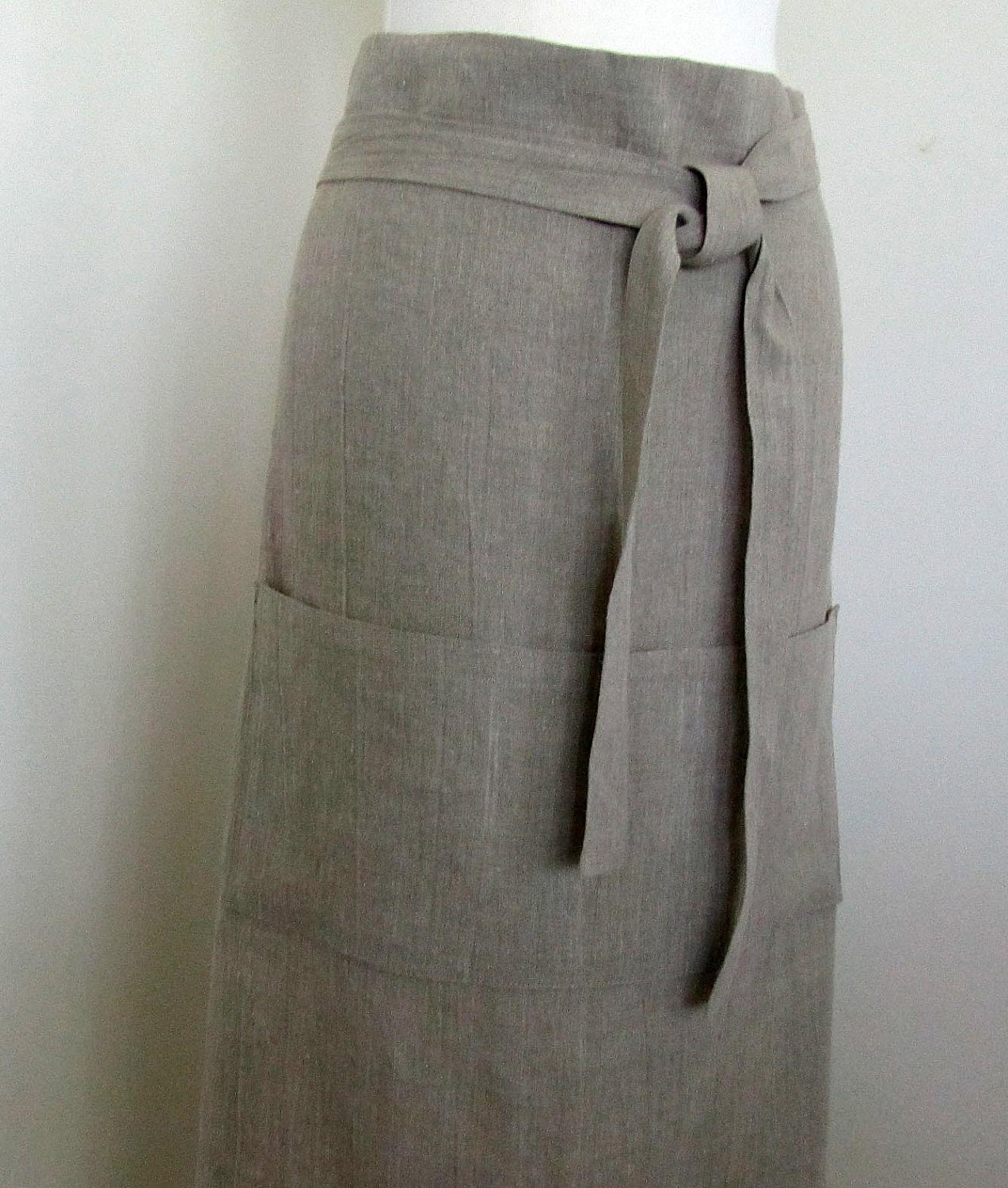 Half Apron Long Natural Linen Apron Flax Host Hostess Cook Chef