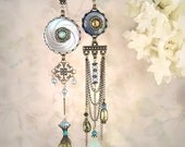Mystique - Aqua Blue Asymmetrical Mismatch Earrings, Ocean Beach Wedding, Bride Bridal, Unique Artistic Assemblage Collage