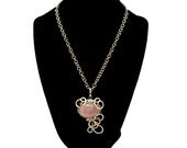 Wire Wrap Romantic Necklace with Rose Quartz stone
