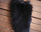 Moving Shop Sale - Cute Stubby Recycled Black Fox Fur Tail for Keychain or Belt Loops