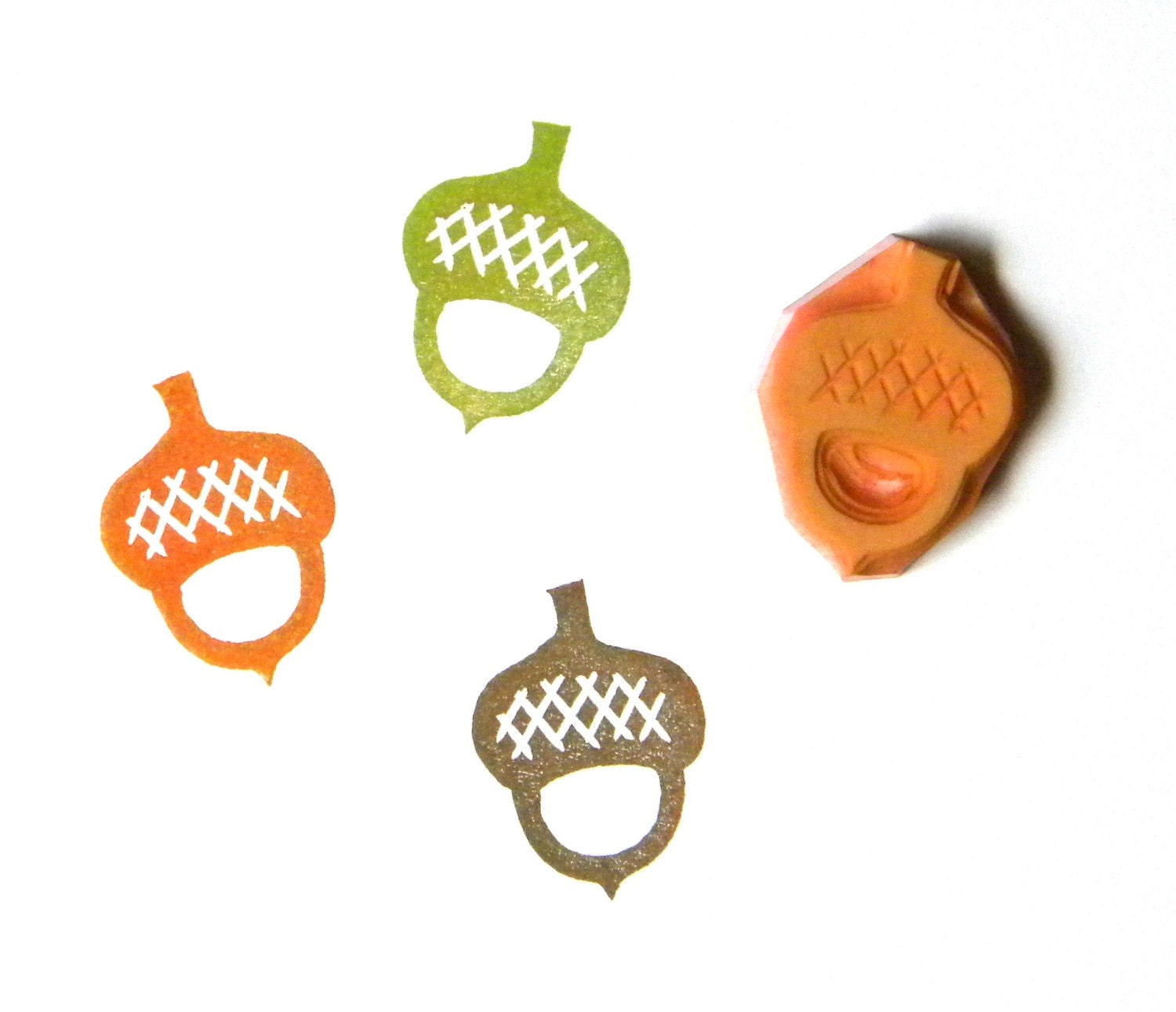 Acorn hand carved rubber stamp